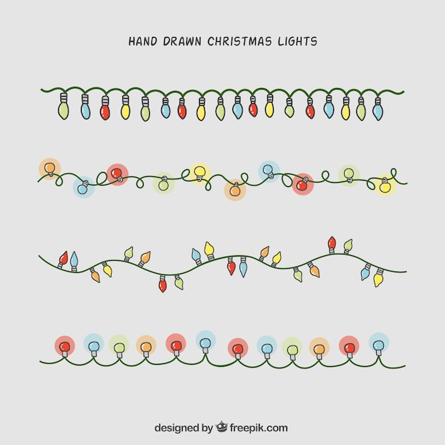 Hand-drawn christmas lights collection Vector | Free Download