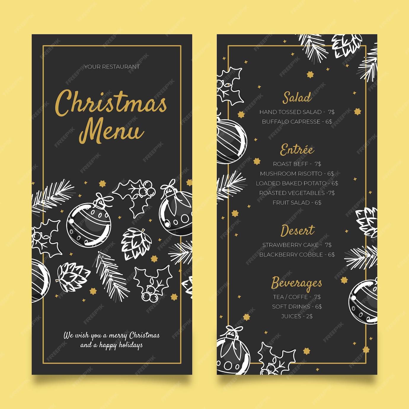 Free Vector | Hand drawn christmas menu template