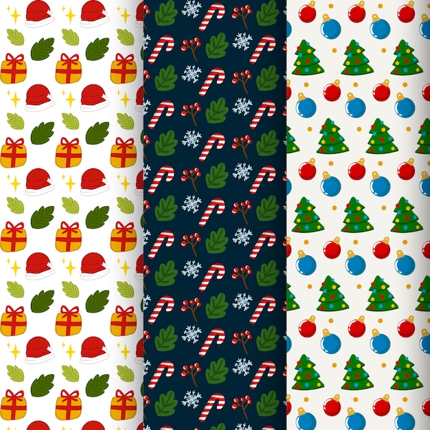 Free Vector | Hand drawn christmas pattern collection