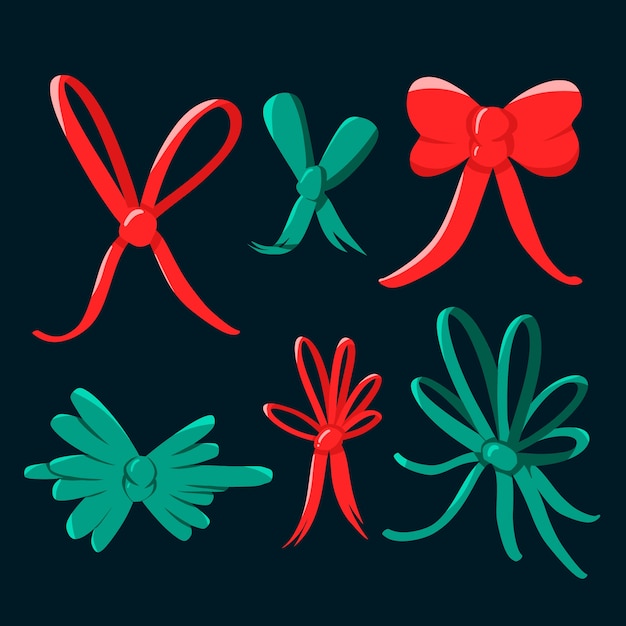 Download Hand drawn christmas ribbon collection Vector | Free Download