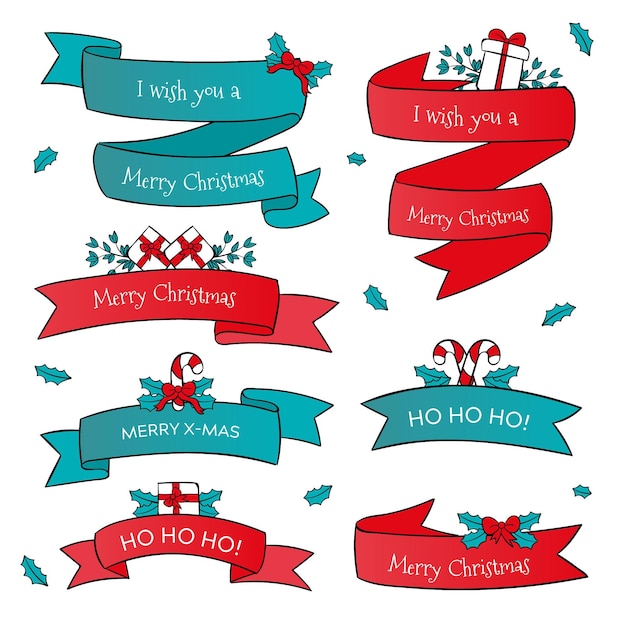 Free Vector  Hand drawn christmas ribbon collection