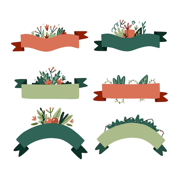 Free Vector | Hand drawn christmas ribbon collection