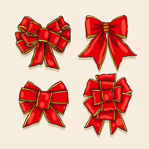 Free Vector | Hand drawn christmas ribbon collection