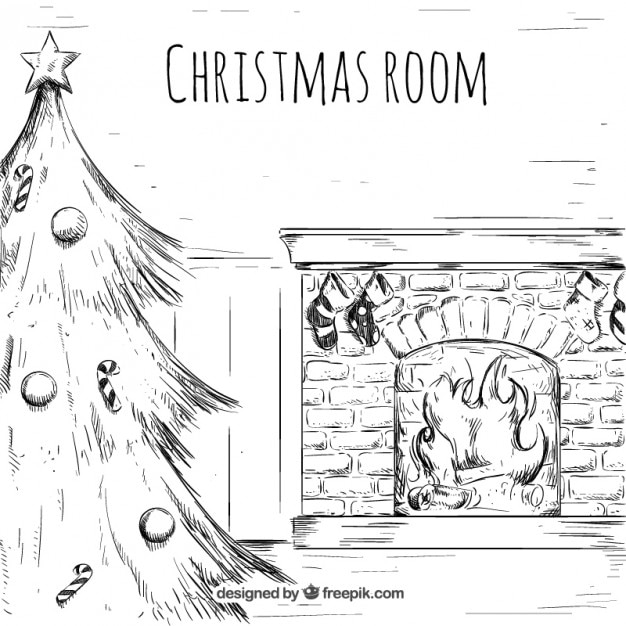 Free Vector | Hand drawn christmas room