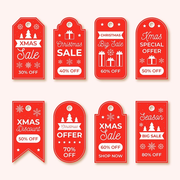 Free Vector | Hand drawn christmas sale tag collection