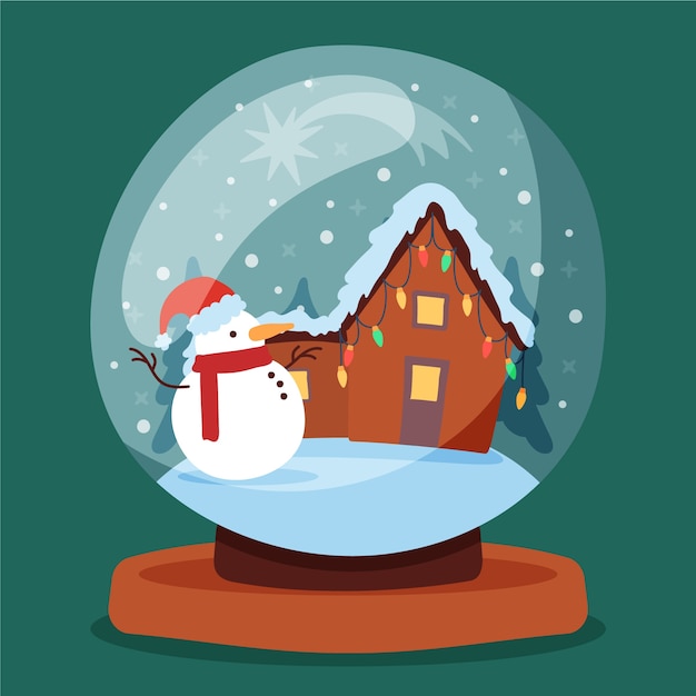 Free Vector | Hand drawn christmas snowball globe with house