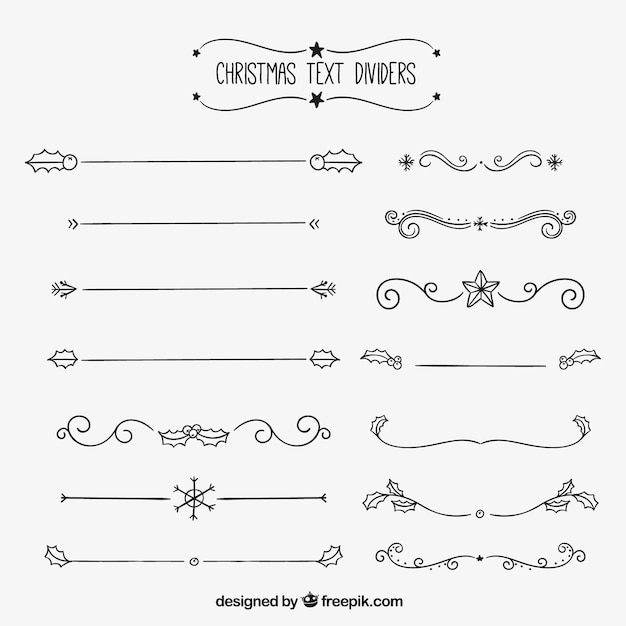 Download Free Vector | Hand drawn christmas text dividers
