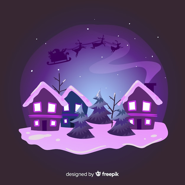 Free Vector Hand drawn christmas town