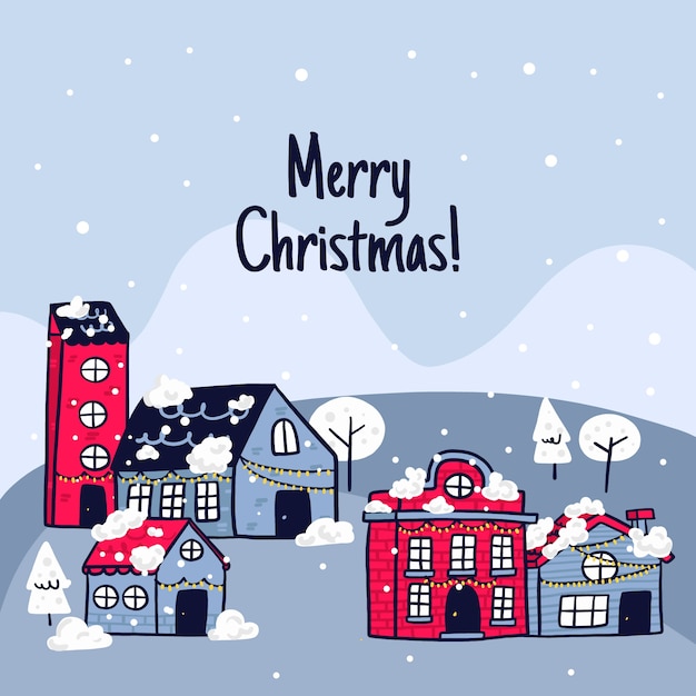 Free Vector | Hand drawn christmas town