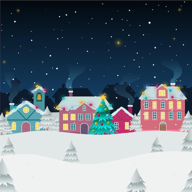 Free Vector | Hand drawn christmas town