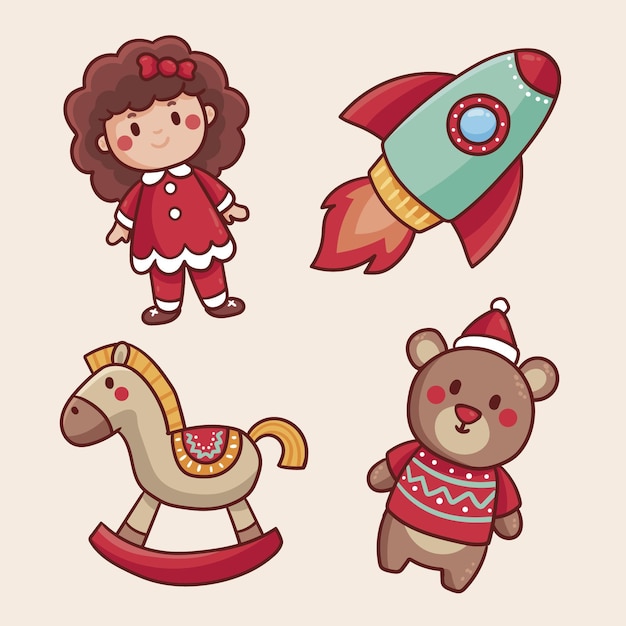 Free Vector Hand drawn christmas toys collection