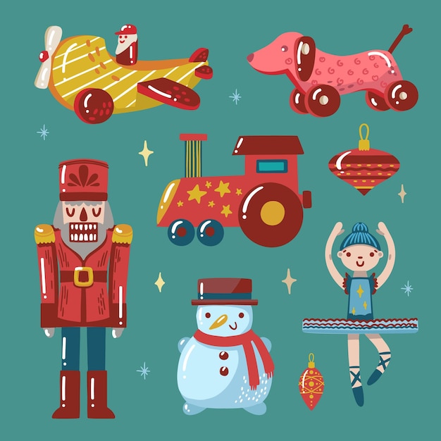 Free Vector  Hand drawn christmas toys collection