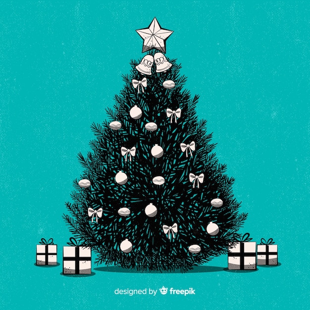 Free Vector | Hand drawn christmas tree background