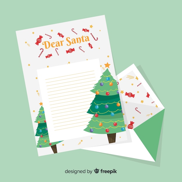 Free Vector | Hand drawn christmas tree christmas envelope