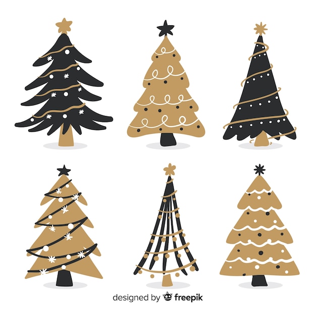 Hand drawn christmas tree collection | Free Vector