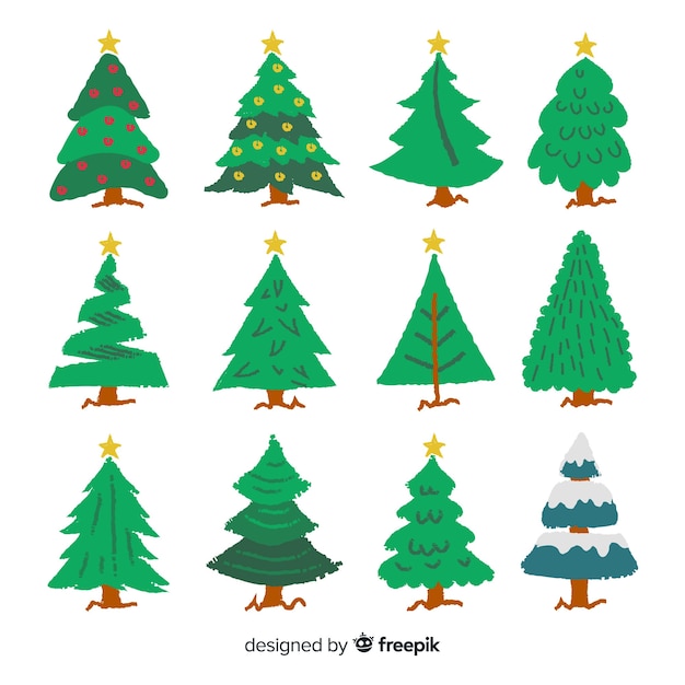 Free Vector | Hand drawn christmas tree collection