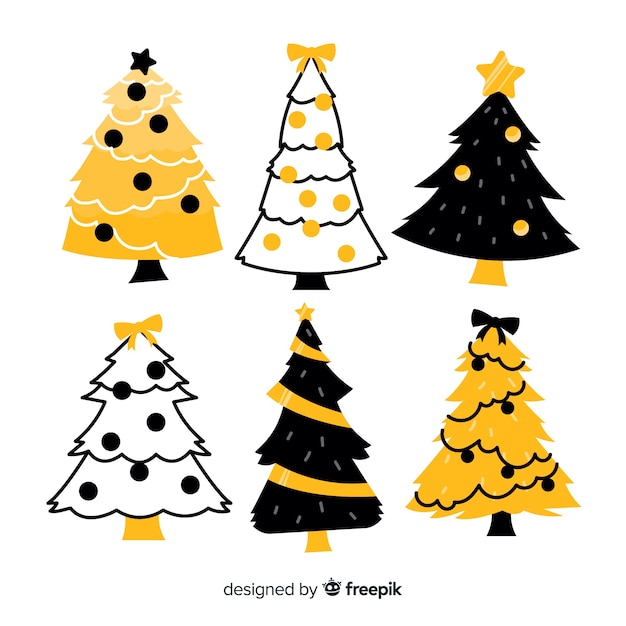 Free Vector | Hand drawn christmas tree collection