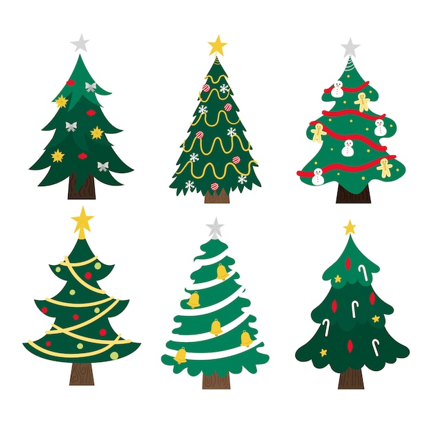 Free Vector | Hand drawn christmas tree collection