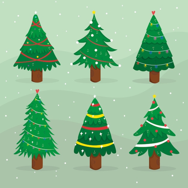 Free Vector | Hand drawn christmas tree collection