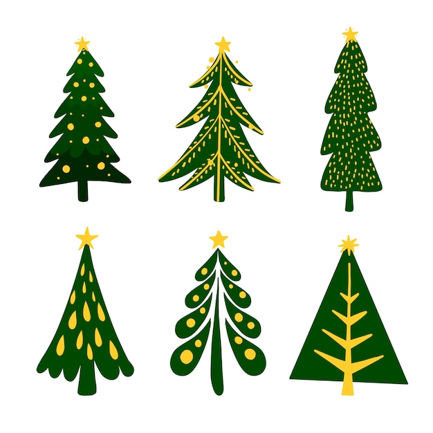 Hand drawn christmas tree collection | Free Vector