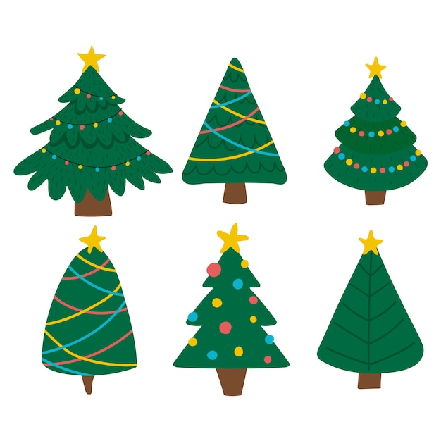 Free Vector | Hand drawn christmas tree collection