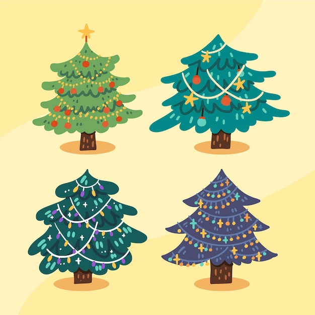 Free Vector  Hand drawn christmas tree collection