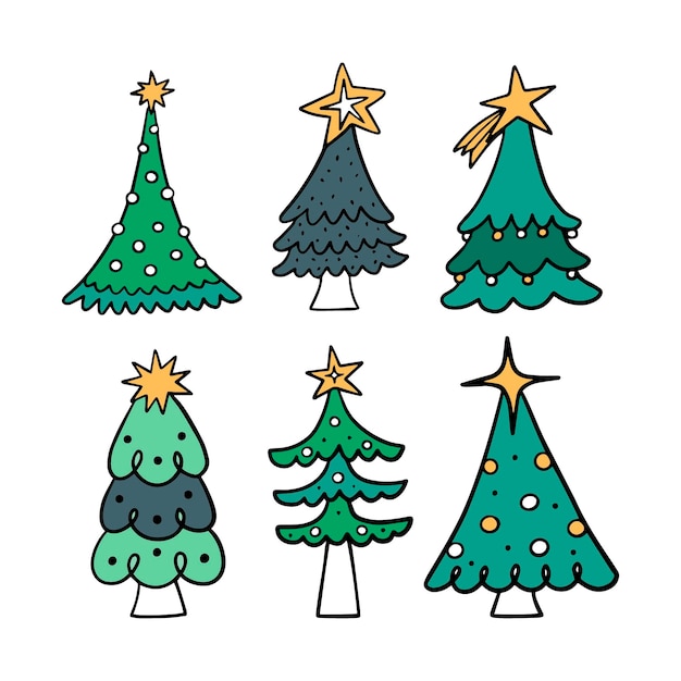 Free Vector | Hand drawn christmas tree collection