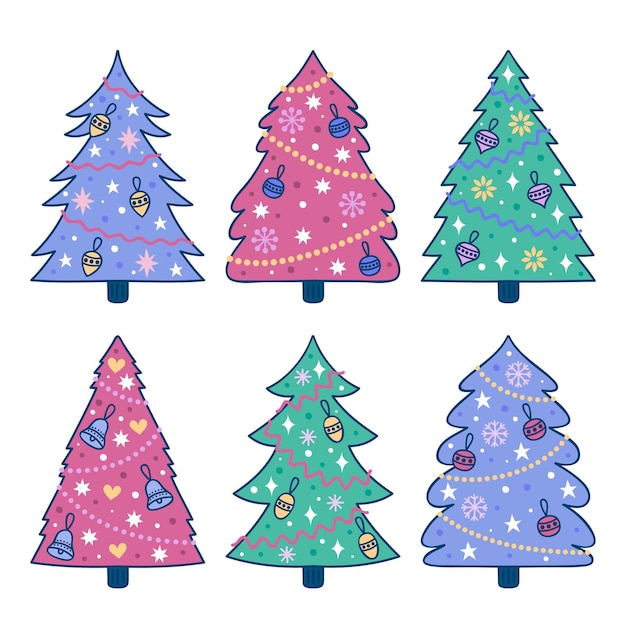 Free Vector | Hand drawn christmas tree collection