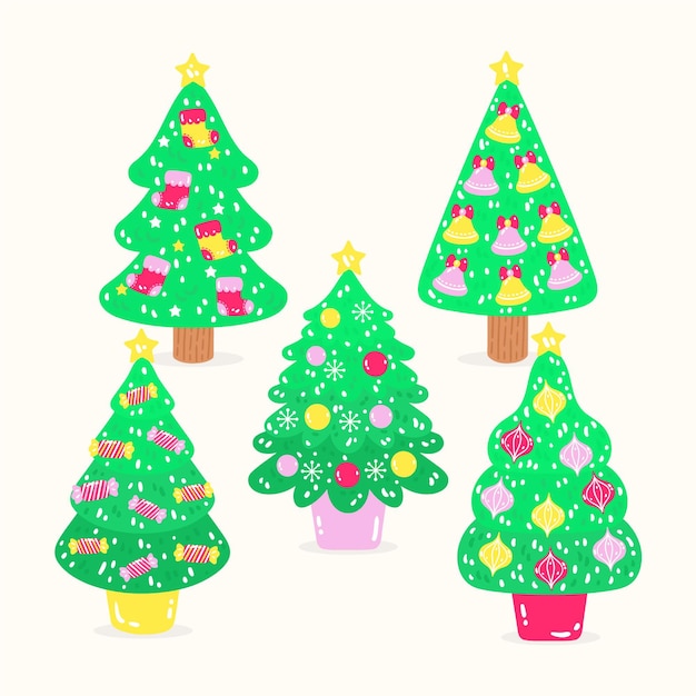 Free Vector | Hand drawn christmas tree collection