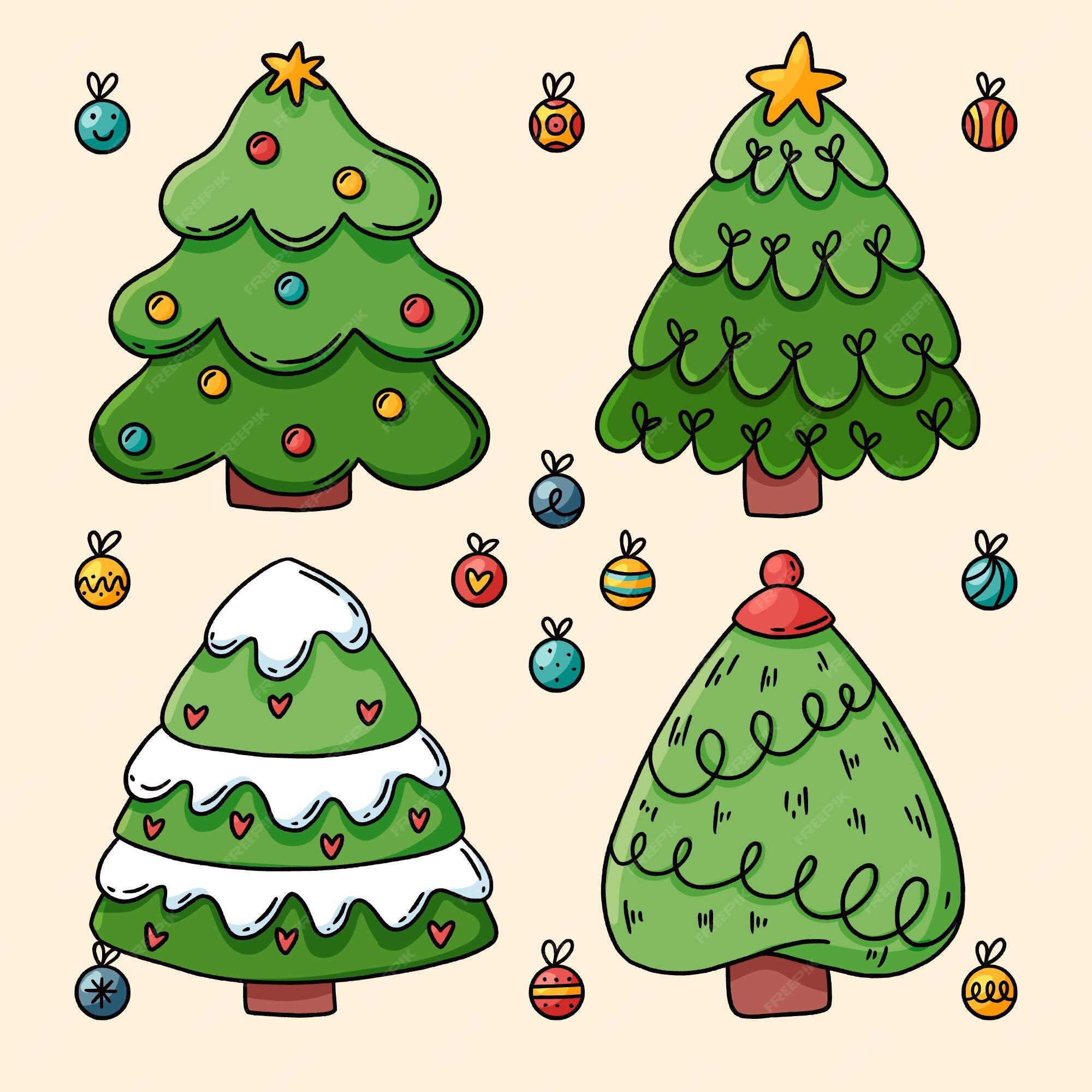 Free Vector Hand drawn christmas trees collection