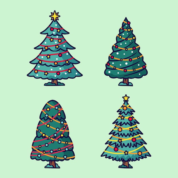 Free Vector  Hand drawn christmas trees collection