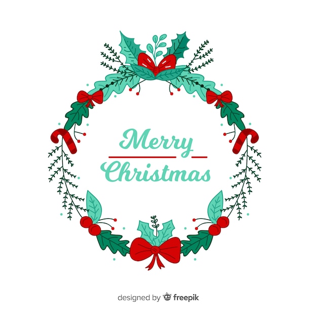 Free Vector | Hand drawn christmas wreath background