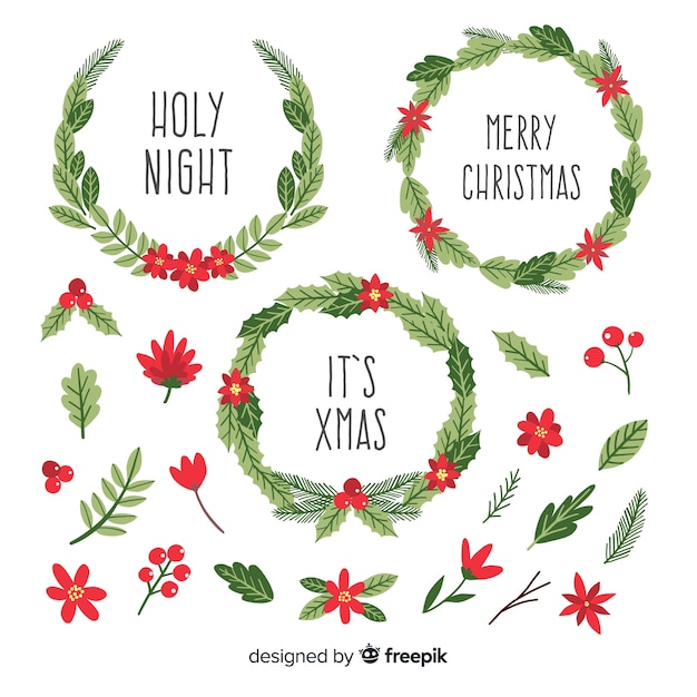 Hand drawn christmas wreath collection Vector | Free Download