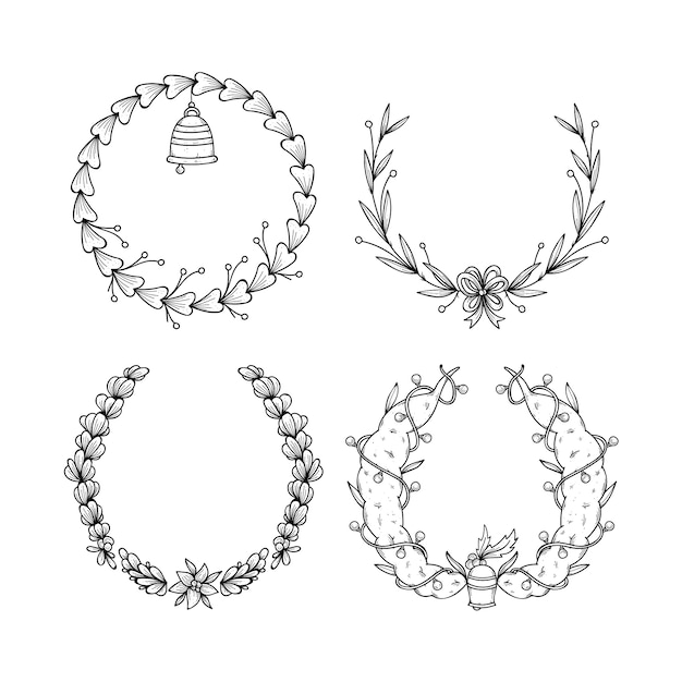 Free Vector | Hand drawn christmas wreath collection