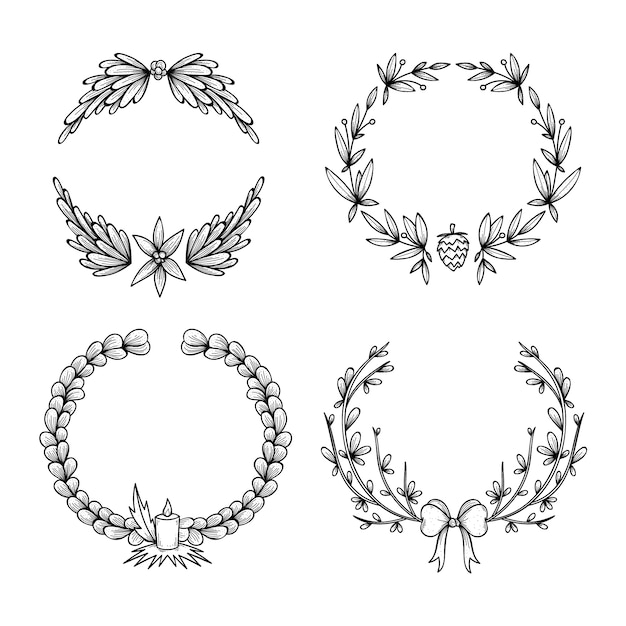 Hand drawn christmas wreath collection | Free Vector