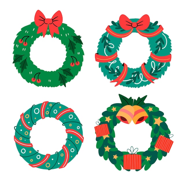 Free Vector | Hand drawn christmas wreath collection