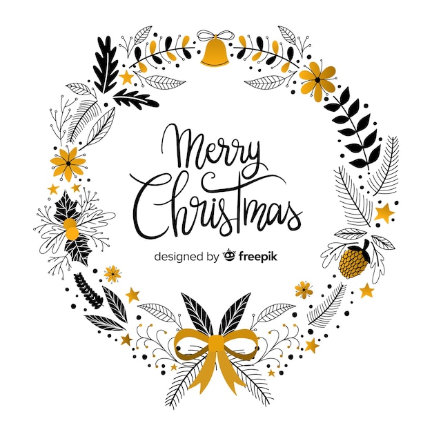 Hand drawn christmas wreath Free Vector Hand drawn christmas wreath Free Vector