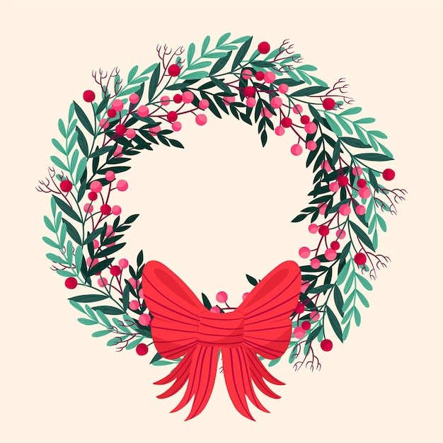 Premium Vector | Hand drawn christmas wreath