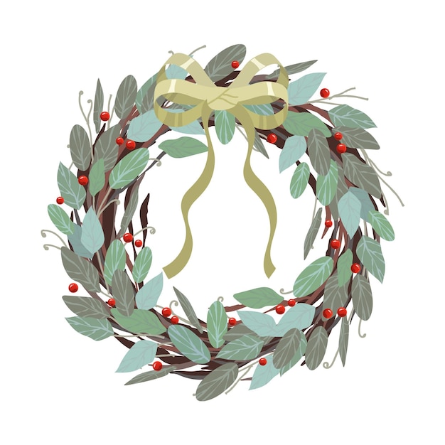 Premium Vector Hand Drawn Christmas Wreath