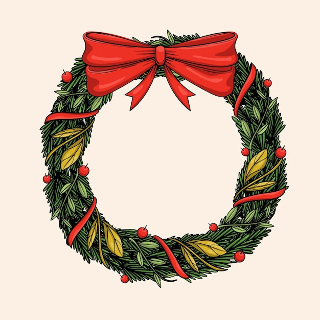 Free Vector Hand Drawn Christmas Wreath 