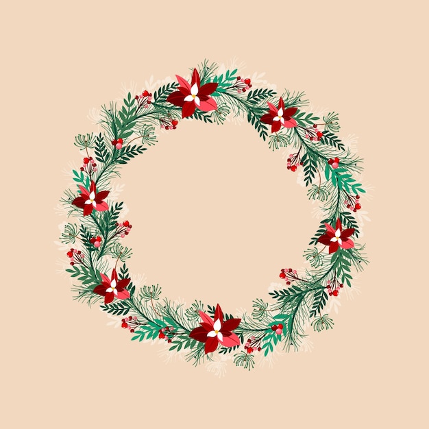 Free Vector Hand Drawn Christmas Wreath 