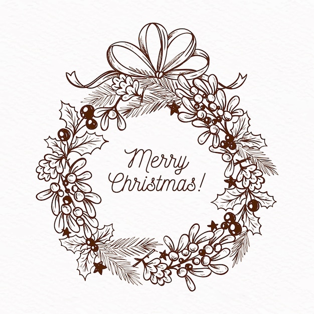 Download Hand drawn christmas wreath Vector | Free Download