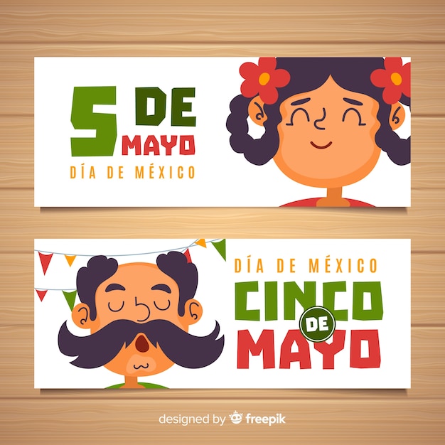 Hand Drawn Cinco De Mayo Banners Free Vector