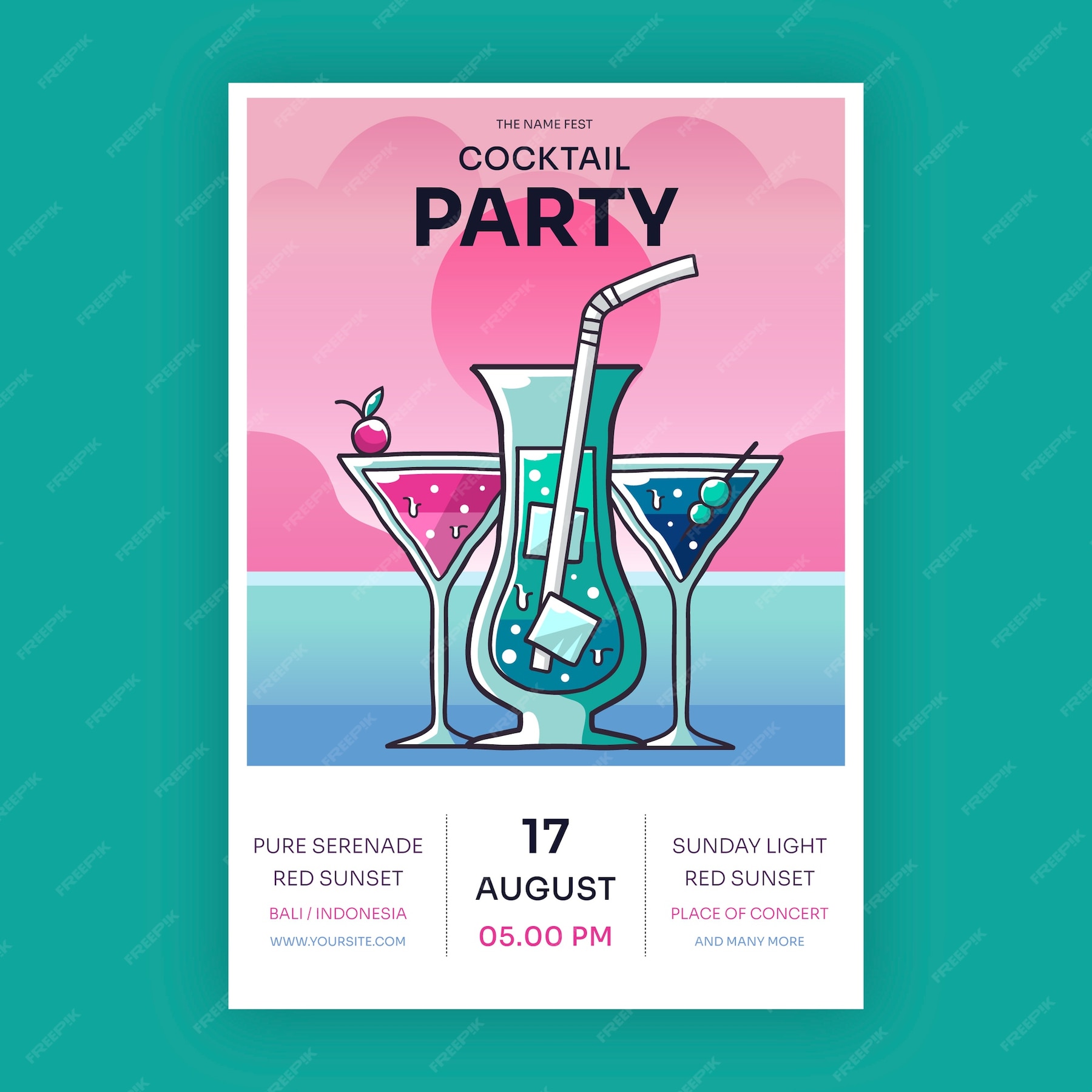 Free Vector | Hand drawn cocktail flyer