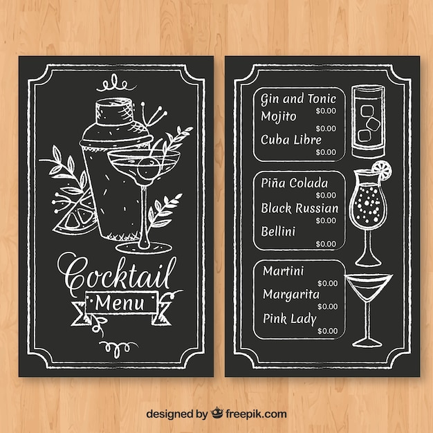 Free Vector | Hand drawn cocktail menu template with elegant style