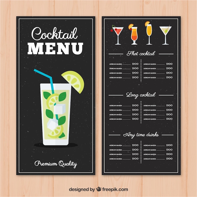 Free Vector | Hand drawn cocktail menu template