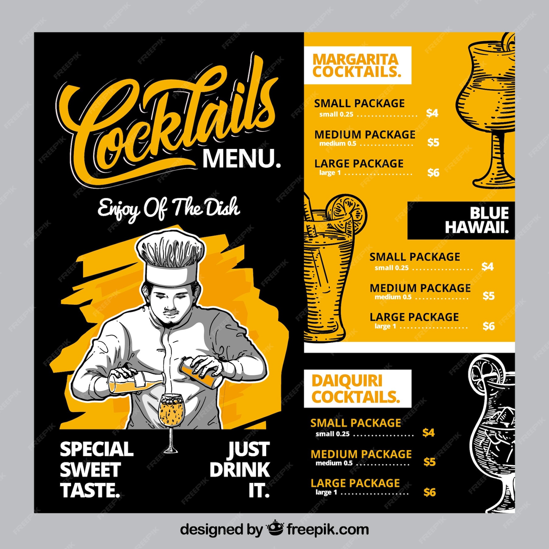 Free Vector | Hand drawn cocktail menu template