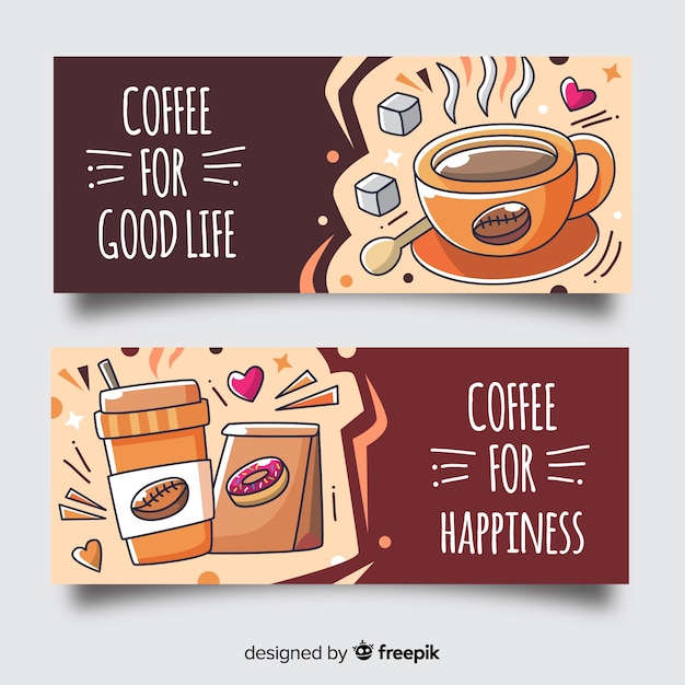 Download Free Vector | Hand drawn coffee banner