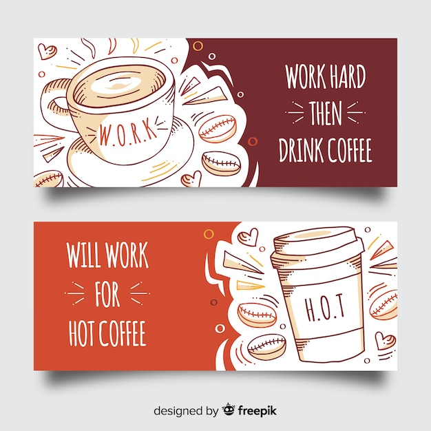 Download Hand drawn coffee banner Vector | Free Download