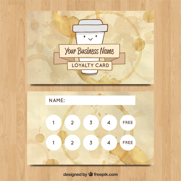 free-vector-hand-drawn-coffee-shop-loyalty-card-template